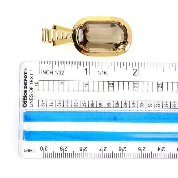 14k Yellow Gold Smoky Quartz Large Oval Pendant - Picture 4 of 4